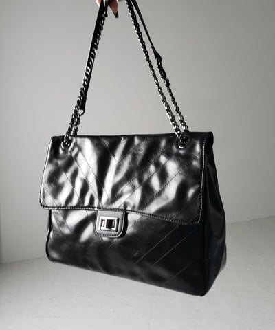 2WAY チェーンフェイクレザーフラップショルダーバッグ / 2WAY chain fake leather flap shoulder bag