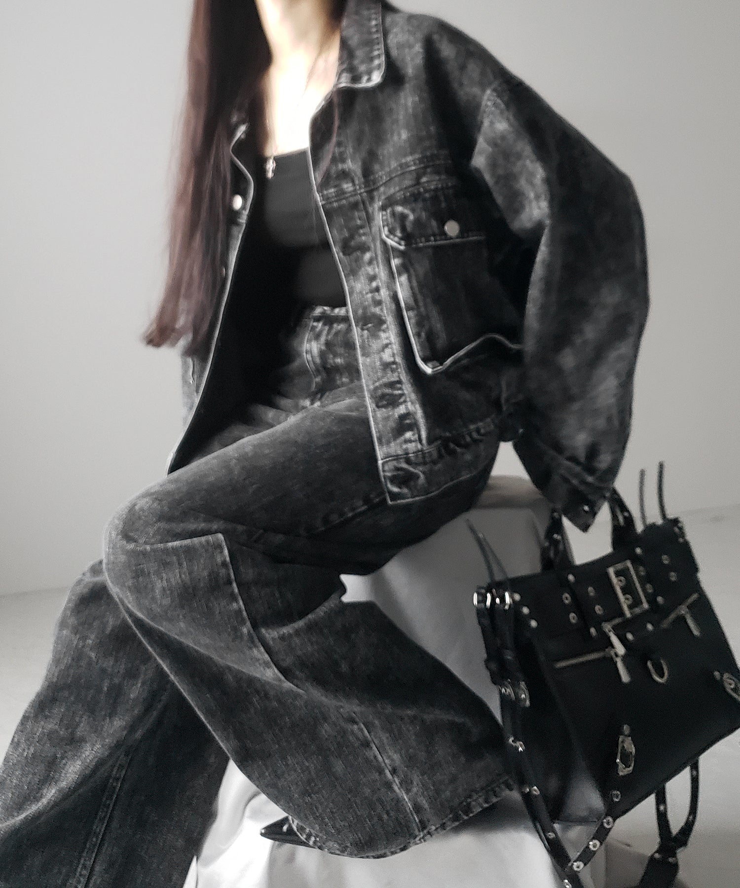 【 セットアップ着用可能 】ヴィンテージケミカルブリーチストレートワイドデニム / vintage chemical bleach straight wide denim