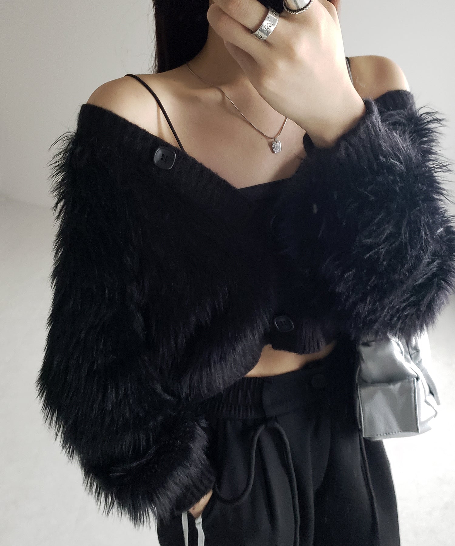 ファームードシャギーニットカーディガン