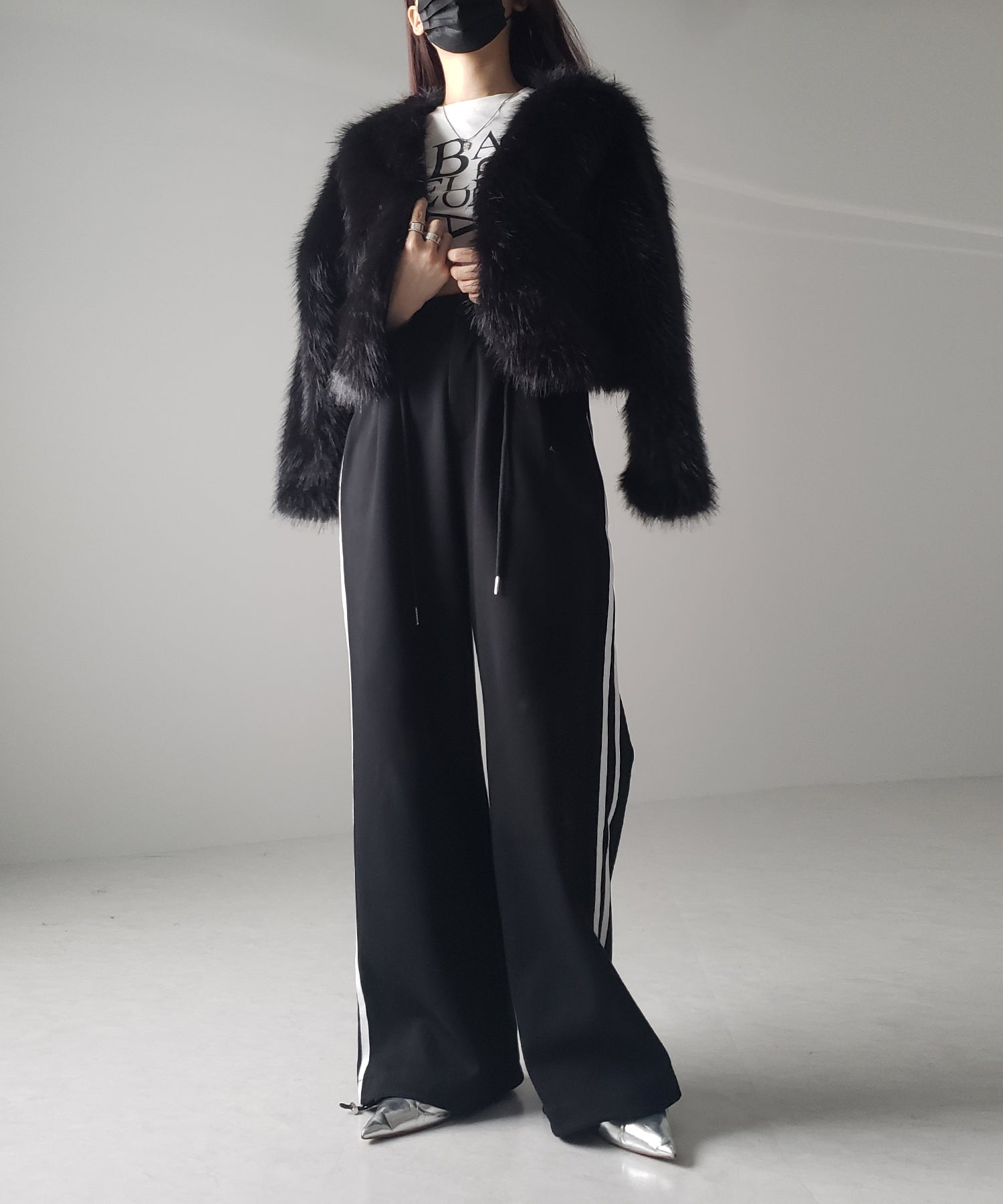 2WAYウエストコードサイドライントラックワイドパンツ