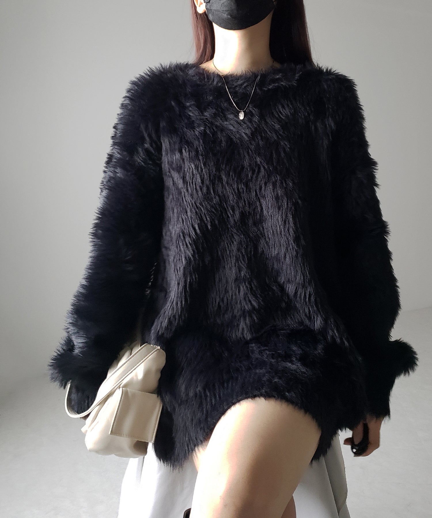【 4color 】ビッグシルエットロングシャギールーズニット / big silhouette long shaggy loose knit