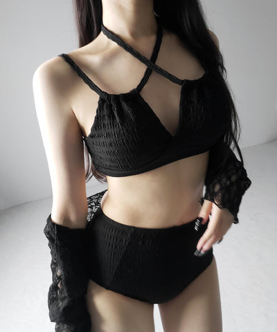 【 レディース水着/2点セット 】2WAY フロントリボンクロスネックセパレートビキニ / 2WAY front ribbon cross neck separate bikini