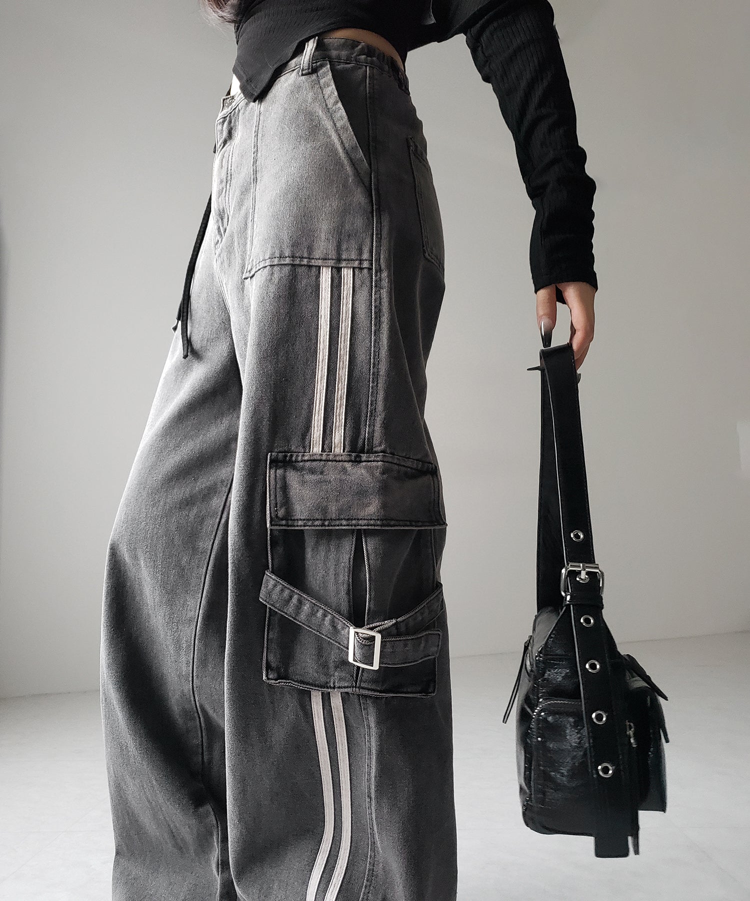 サイドラインストレートカーゴデニムパンツ / sideline straight cargo denim pants
