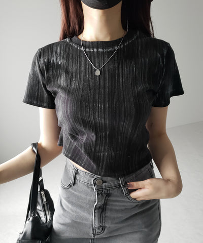 ヴィンテージプリントクロップドリブTシャツ / vintage print cropped lib Tee