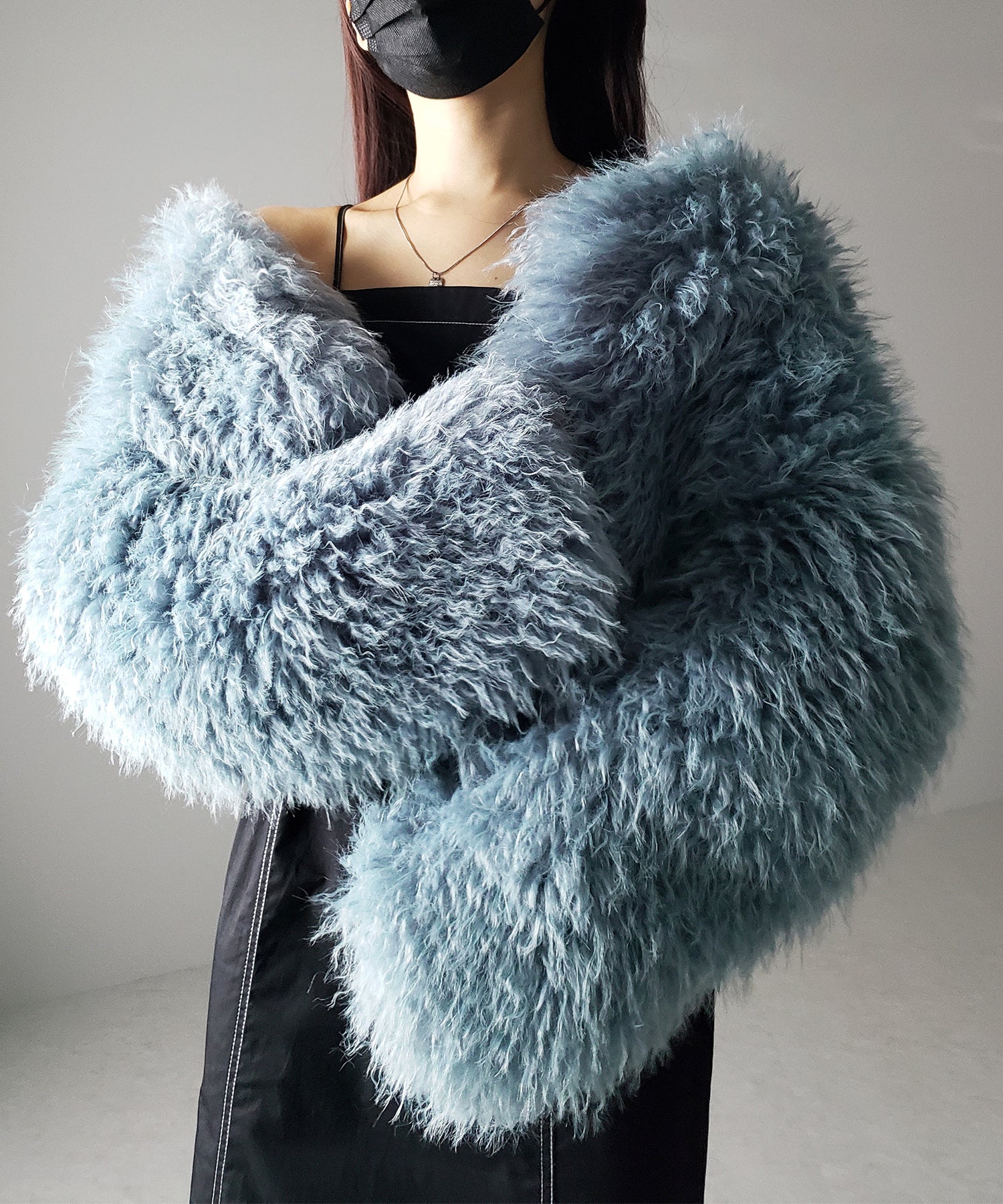 【 5color 】シャギーファーノーカラーボリュームショートコート/ shaggy fur nocollar volume short coat