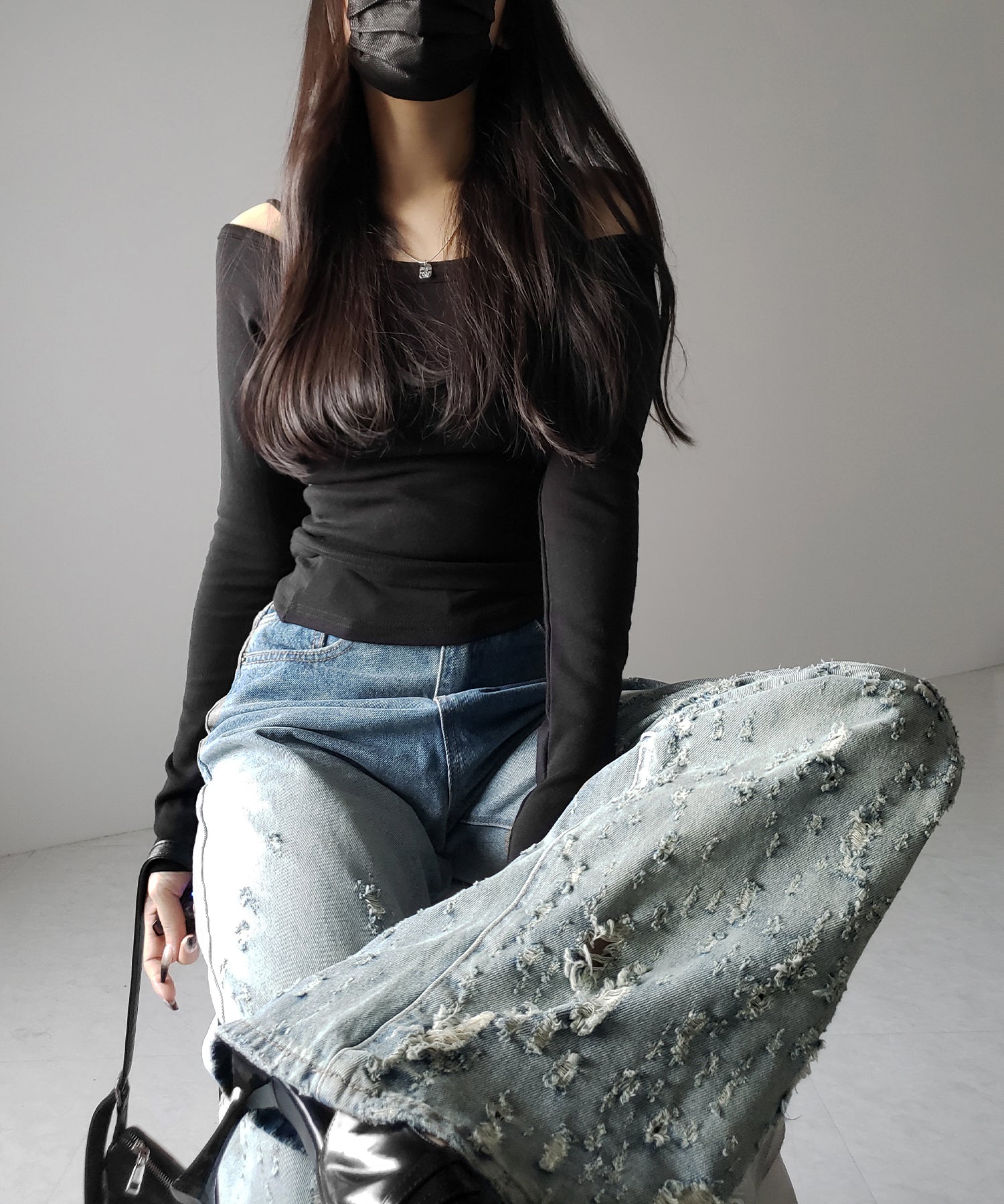 【 2color / 4size 】グラデーションクラッシュダメージワイドデニムパンツ / gradation crash damage wide denim pants