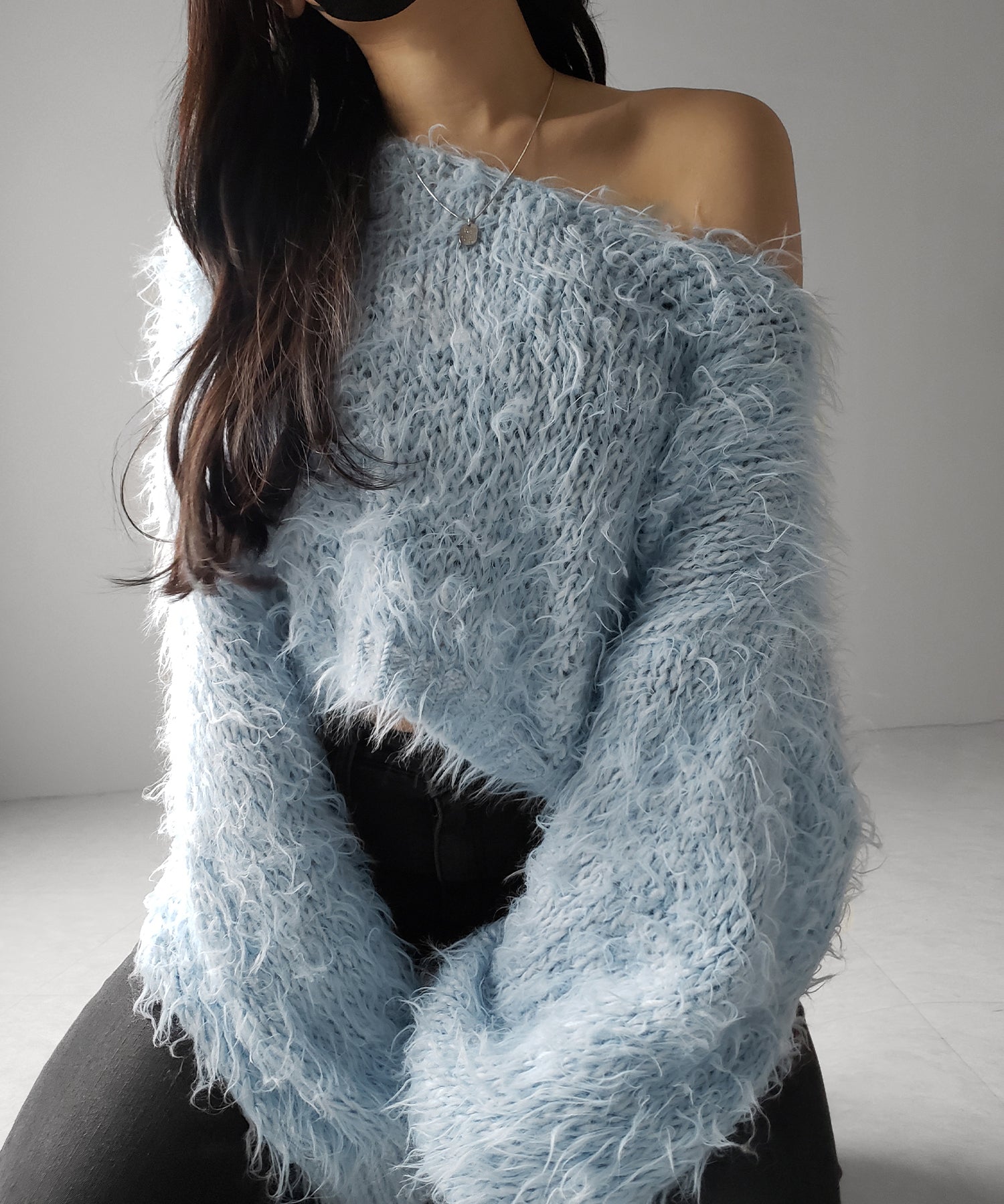 【 選べる6色展開 】フラッフィーシャギールーズショートニット / fluffy shaggy loose short knit