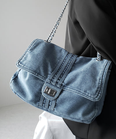 センターラインウォッシュデニムショルダーバッグ / centerline washed denim shoulder bag