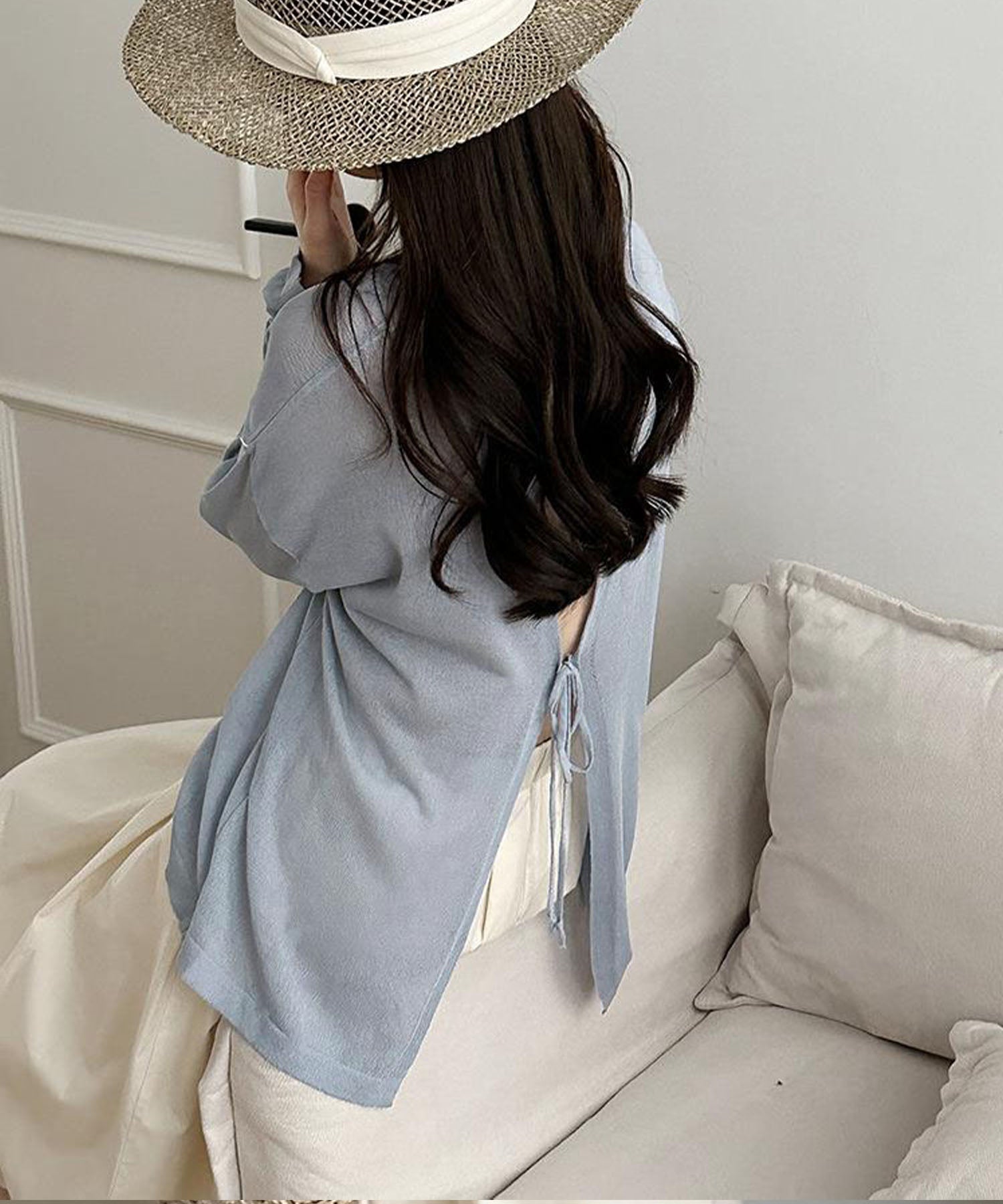 【 選べる7color 】ニュアンスカラーバックスリットオーバーシアーニット / nuance color back slit over sheer knit