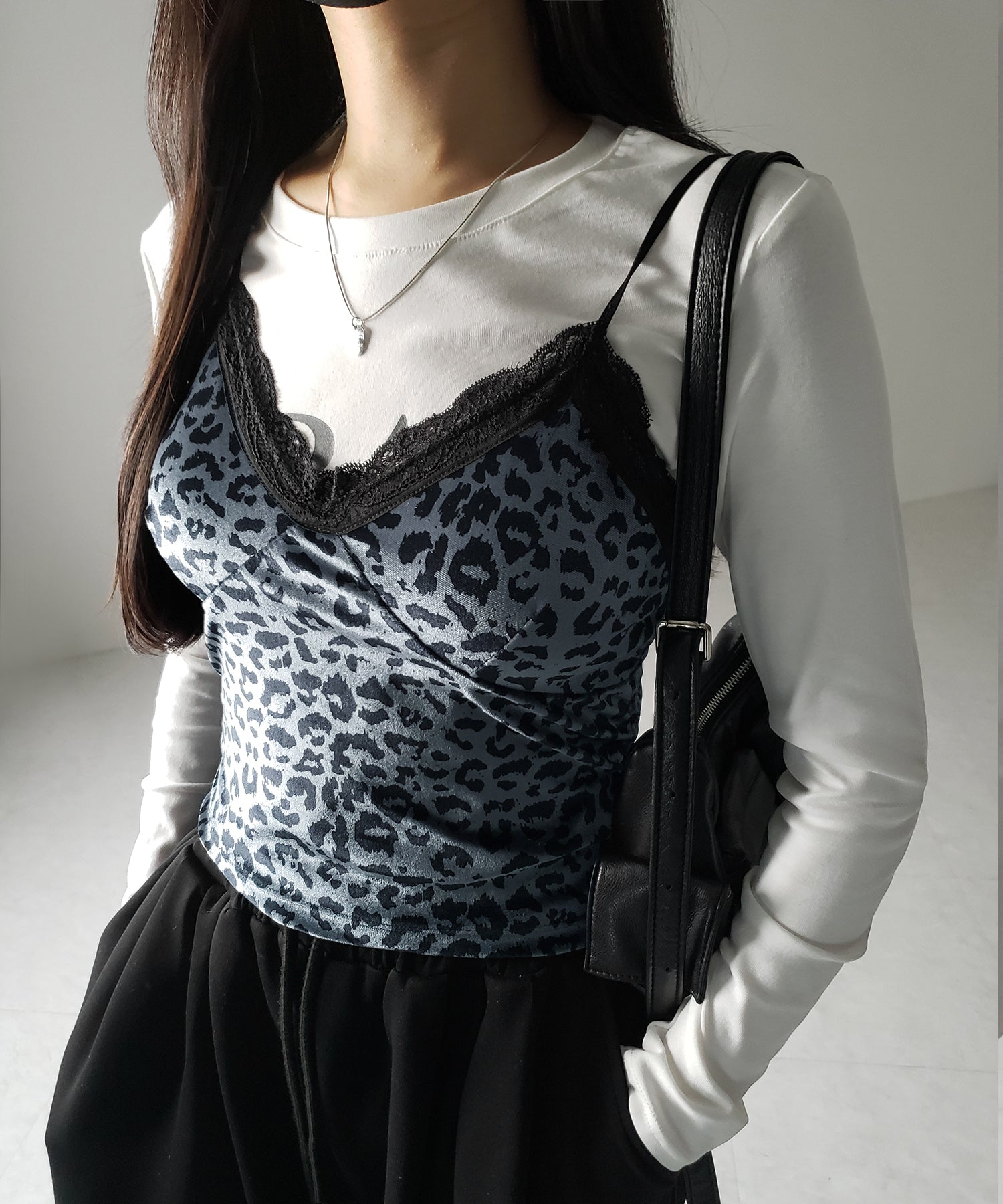 【 カップ付き 】レオパードベロアレースキャミビスチェ / reopard velor lace camisole bustier
