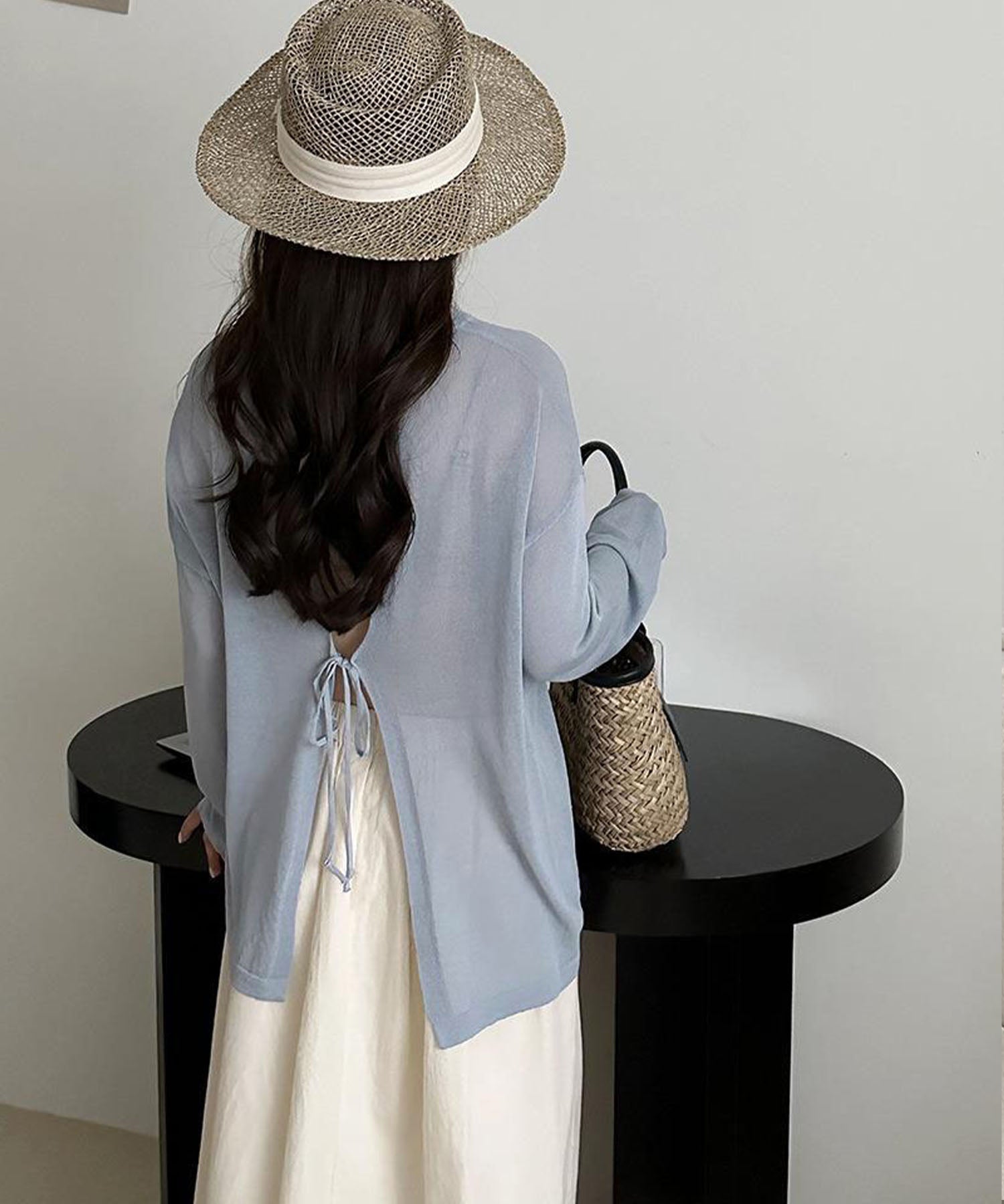 【 選べる7color 】ニュアンスカラーバックスリットオーバーシアーニット / nuance color back slit over sheer knit