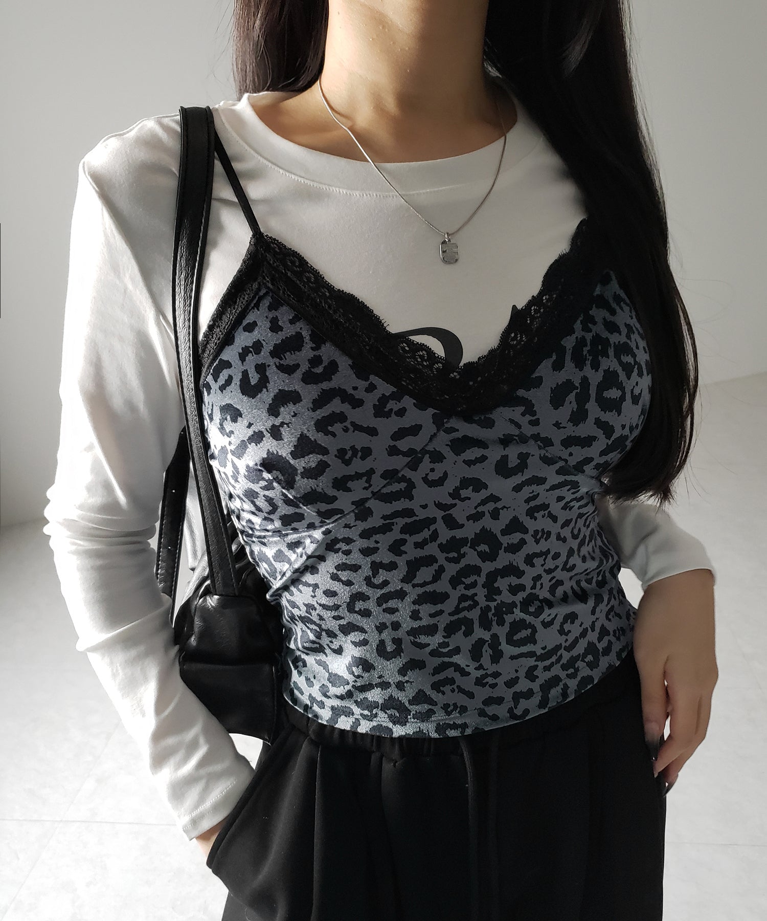 【 カップ付き 】レオパードベロアレースキャミビスチェ / reopard velor lace camisole bustier