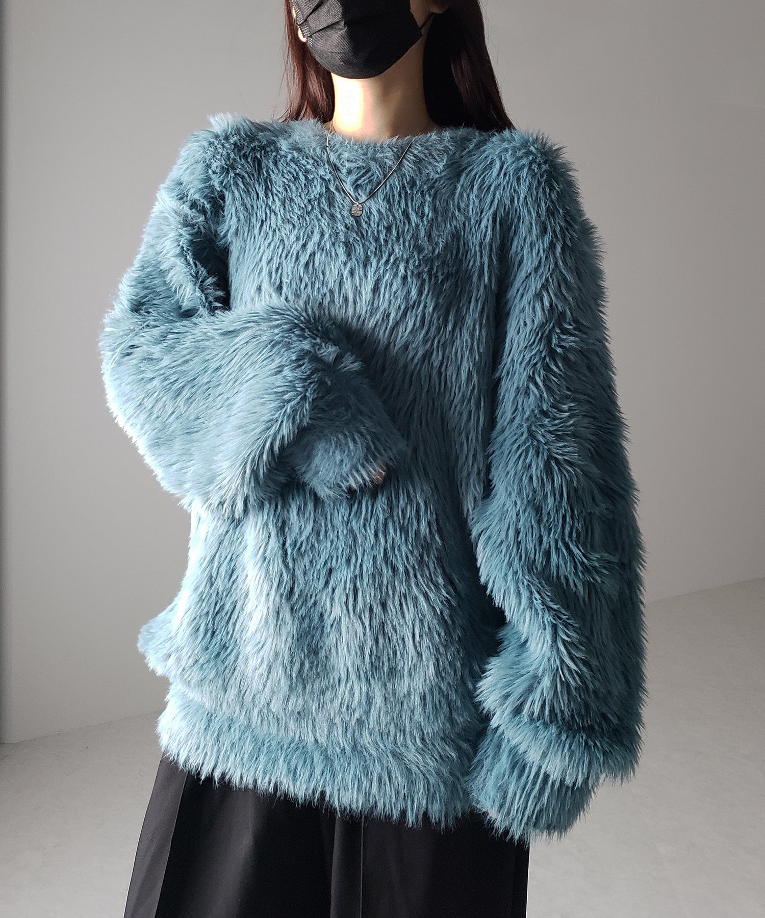 【 4color 】ビッグシルエットロングシャギールーズニット / big silhouette long shaggy loose knit