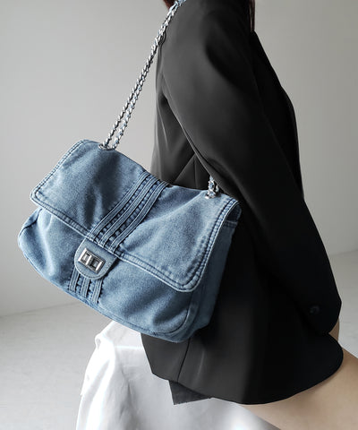 センターラインウォッシュデニムショルダーバッグ / centerline washed denim shoulder bag