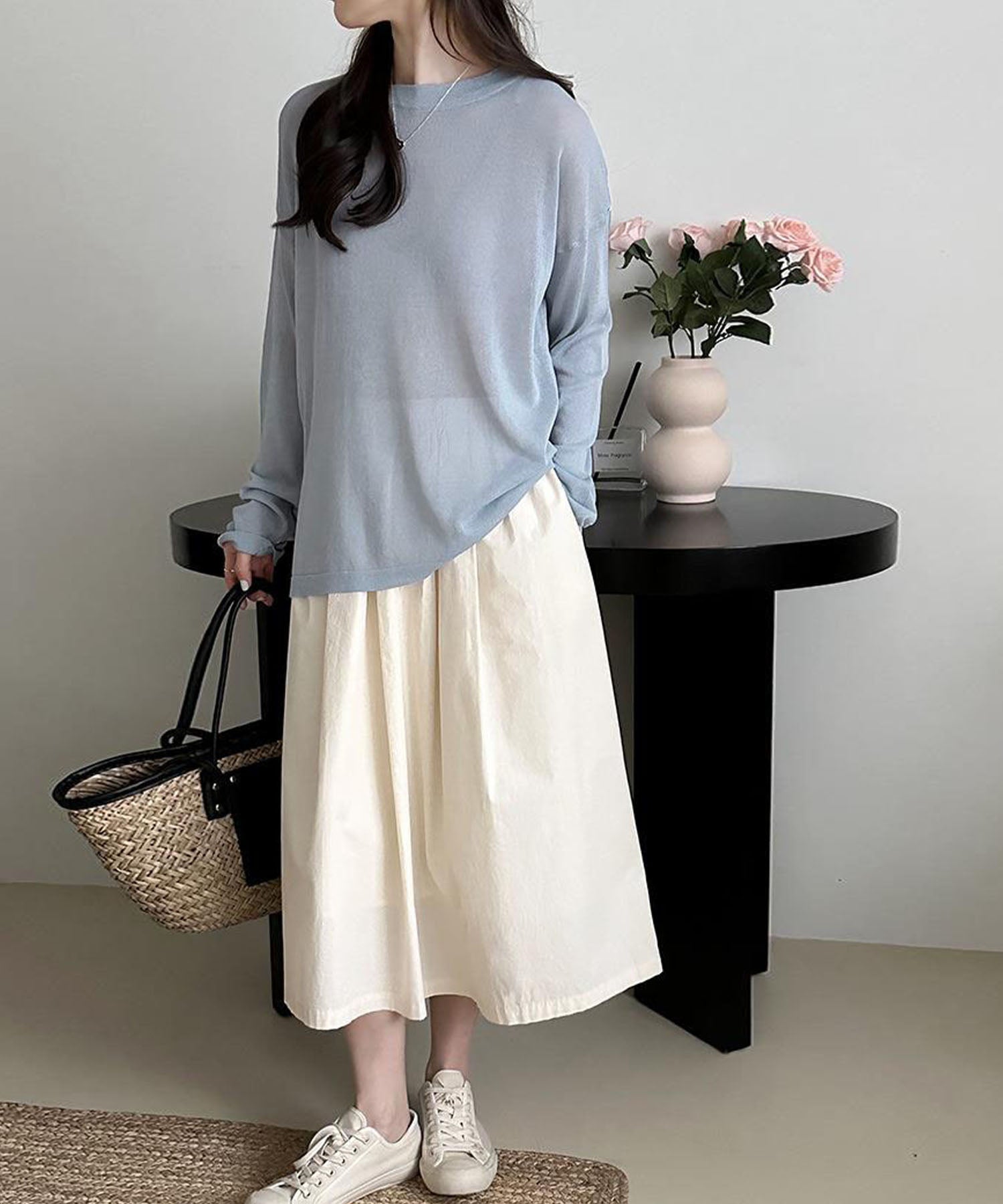 【 選べる7color 】ニュアンスカラーバックスリットオーバーシアーニット / nuance color back slit over sheer knit