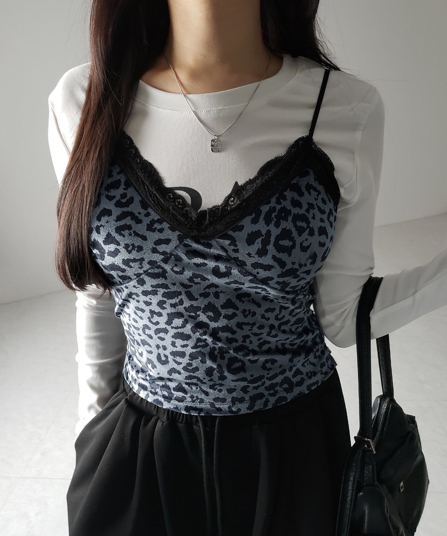 【 カップ付き 】レオパードベロアレースキャミビスチェ / reopard velor lace camisole bustier