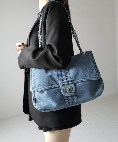 センターラインウォッシュデニムショルダーバッグ / centerline washed denim shoulder bag