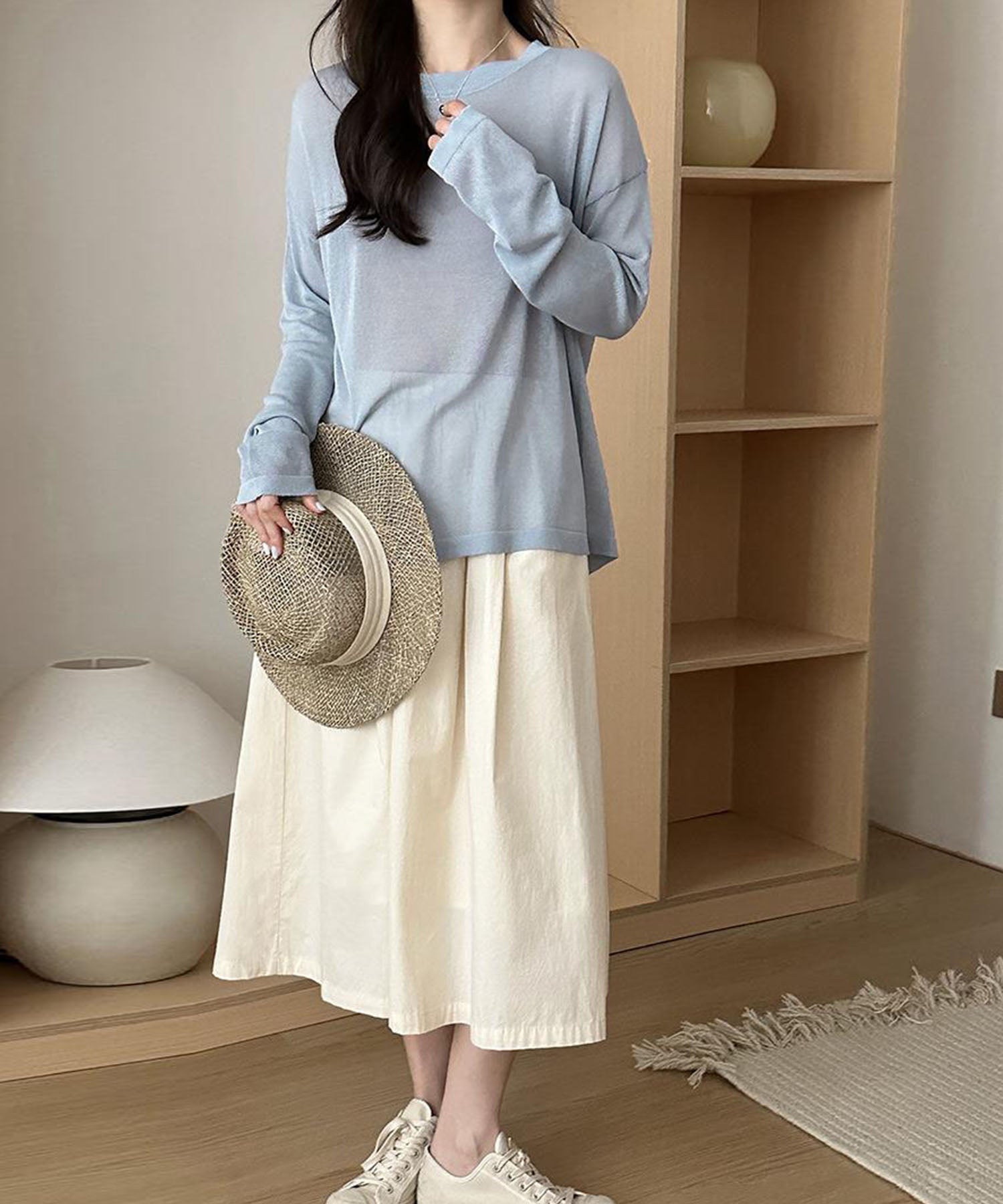 【 選べる7color 】ニュアンスカラーバックスリットオーバーシアーニット / nuance color back slit over sheer knit