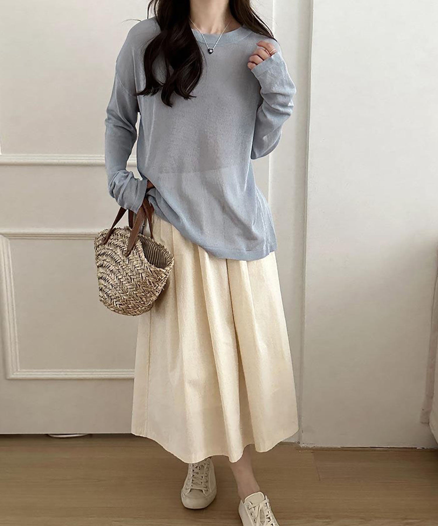 【 選べる7color 】ニュアンスカラーバックスリットオーバーシアーニット / nuance color back slit over sheer knit