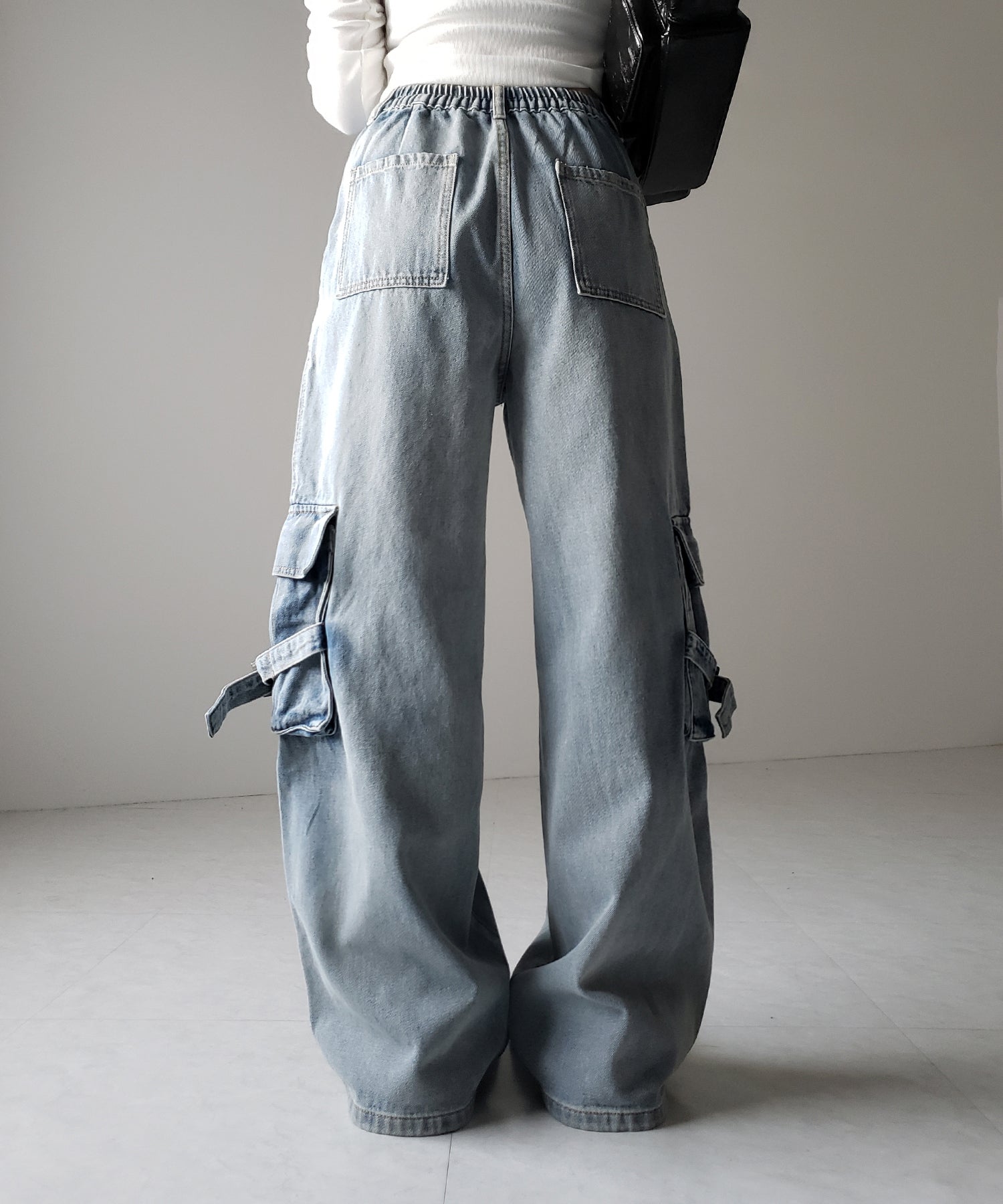 サイドラインストレートカーゴデニムパンツ / sideline straight cargo denim pants