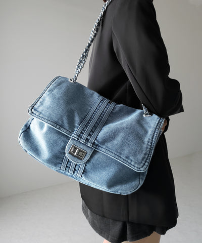 センターラインウォッシュデニムショルダーバッグ / centerline washed denim shoulder bag