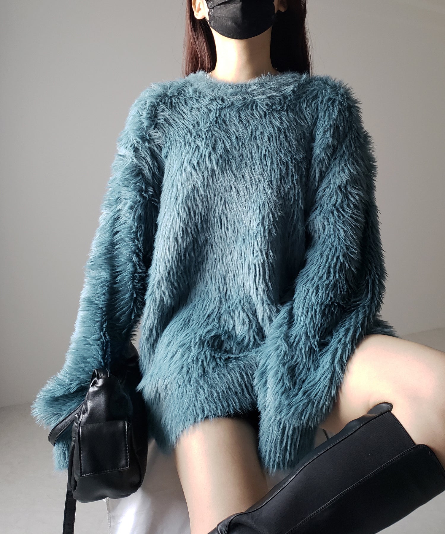 【 4color 】ビッグシルエットロングシャギールーズニット / big silhouette long shaggy loose knit