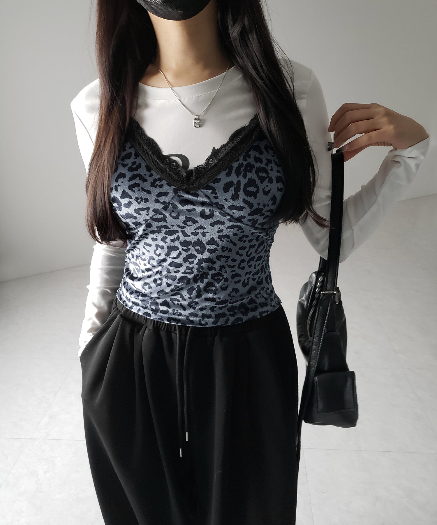 【 カップ付き 】レオパードベロアレースキャミビスチェ / reopard velor lace camisole bustier