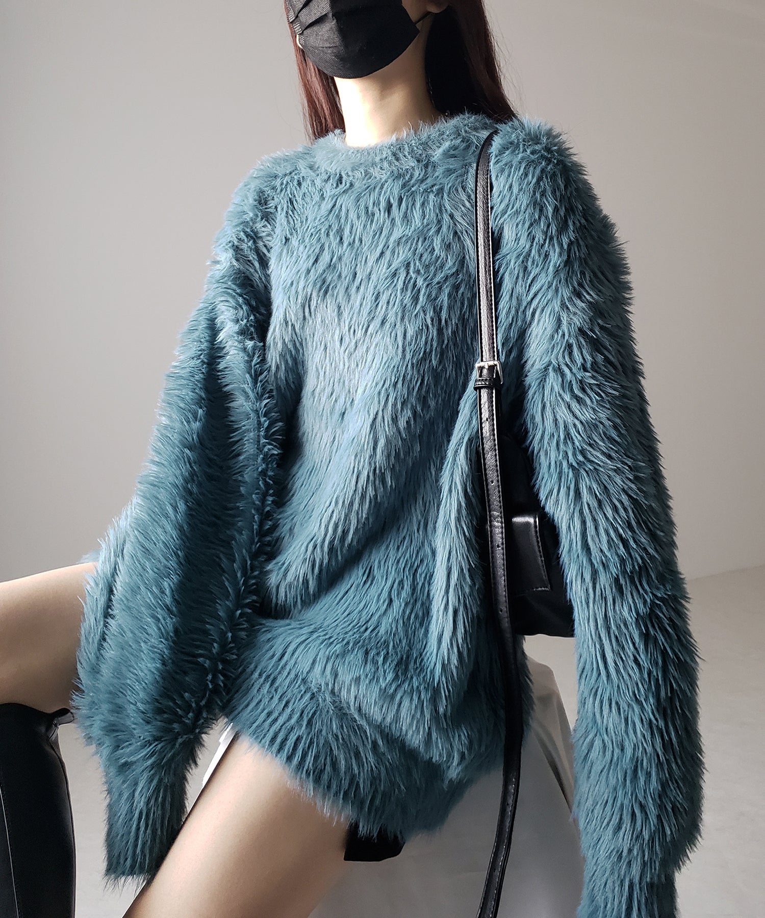【 4color 】ビッグシルエットロングシャギールーズニット / big silhouette long shaggy loose knit