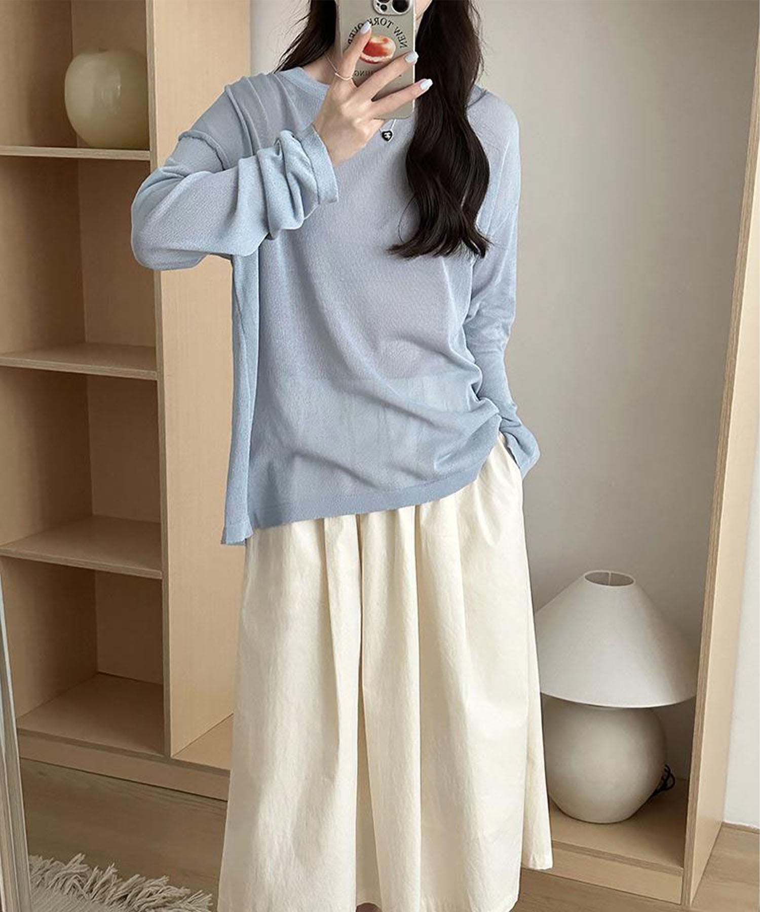 【 選べる7color 】ニュアンスカラーバックスリットオーバーシアーニット / nuance color back slit over sheer knit