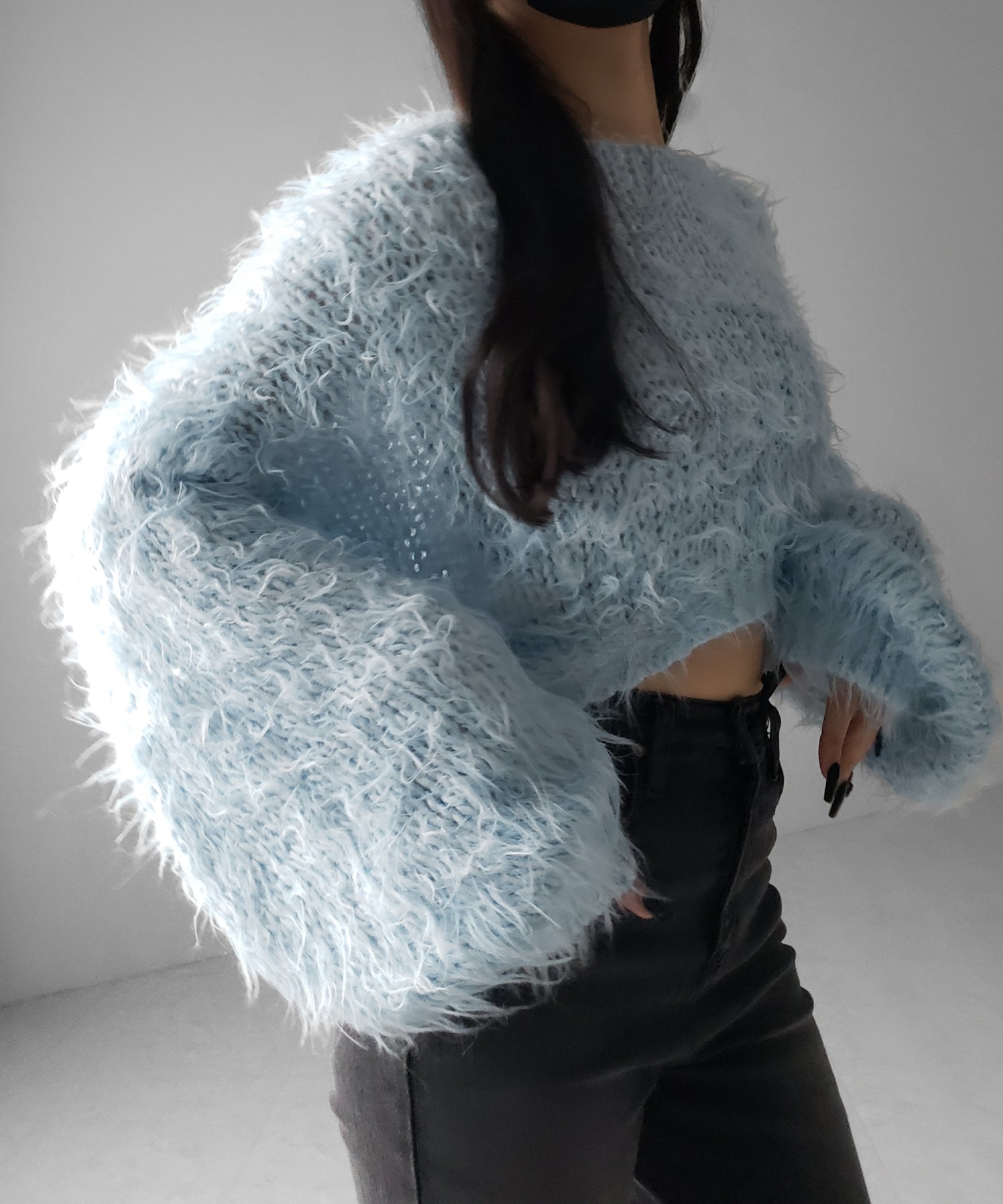 【 選べる6色展開 】フラッフィーシャギールーズショートニット / fluffy shaggy loose short knit