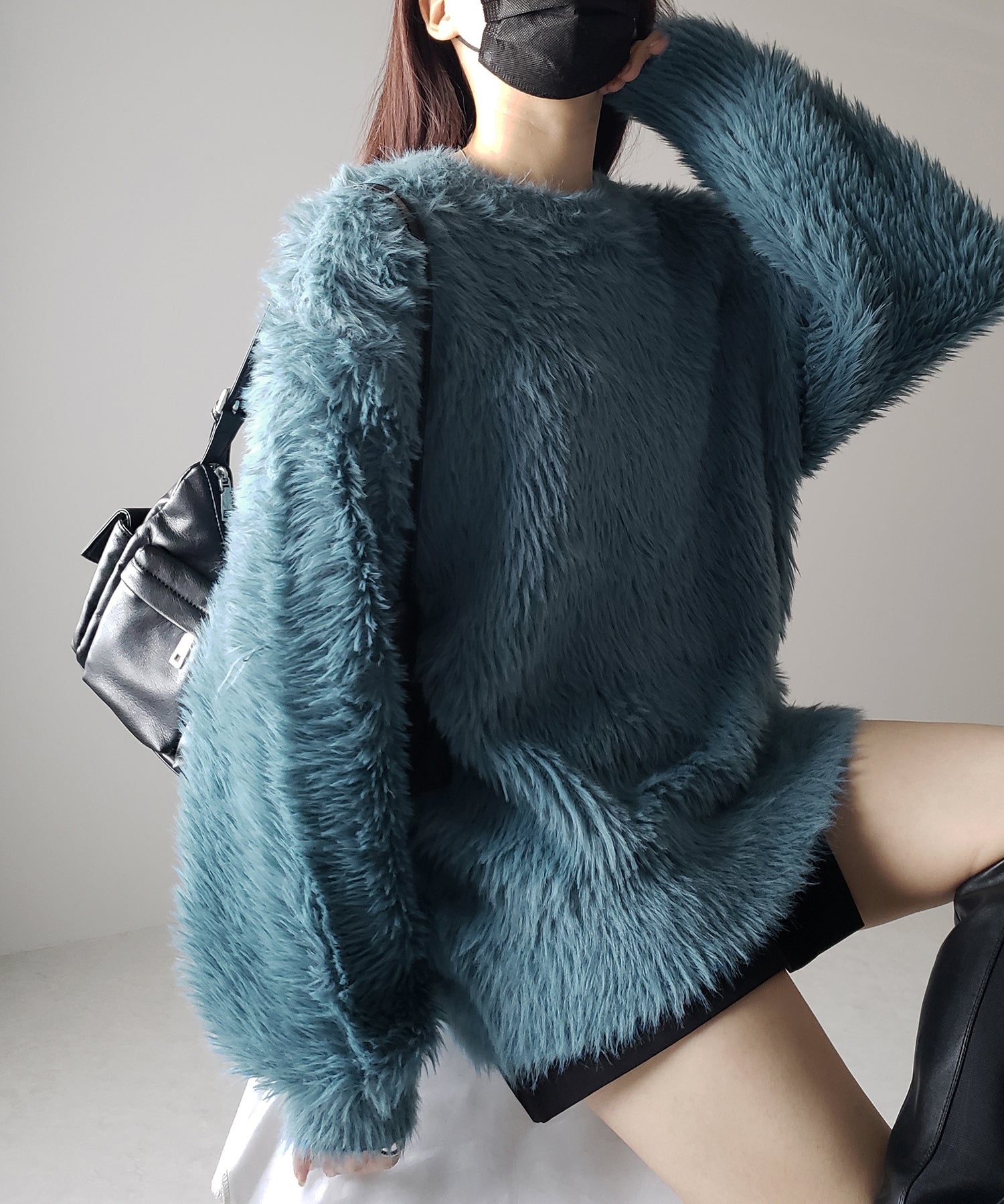 【 4color 】ビッグシルエットロングシャギールーズニット / big silhouette long shaggy loose knit
