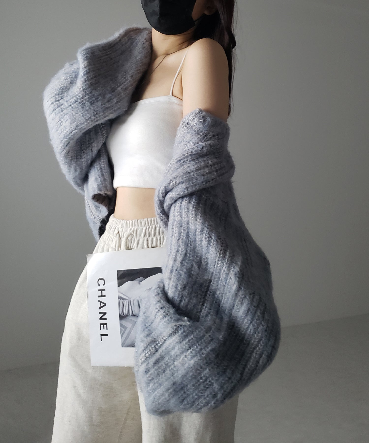ボリュームワイドスリーブショートシャギーニットカーディガン / volume wide sleeve short shaggy knit cardigan