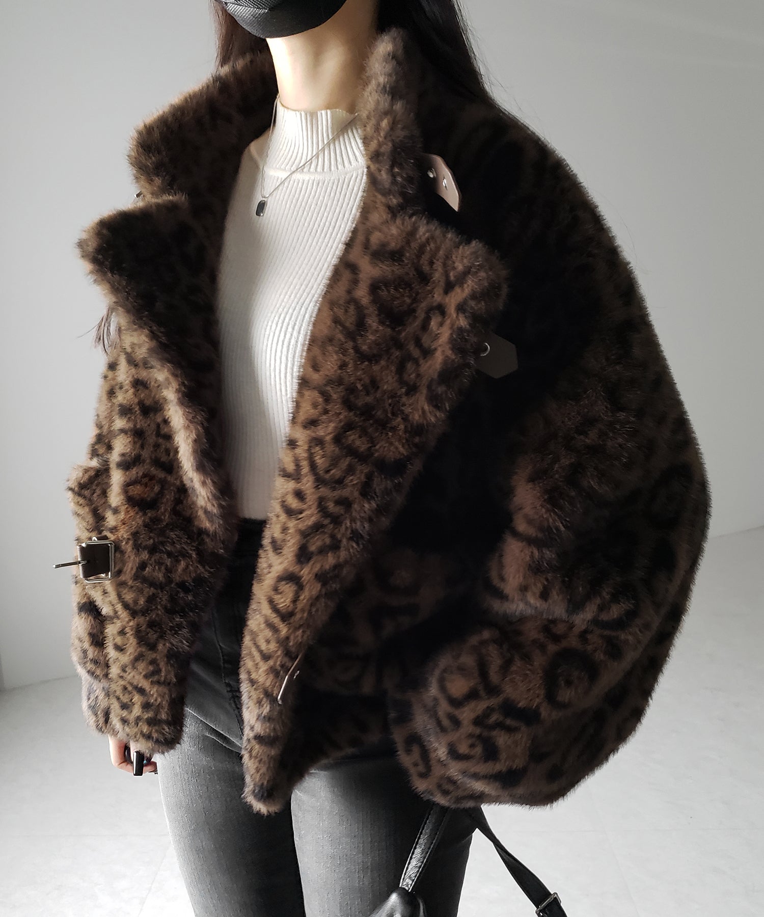 【 2color 】B-3 レオパードボリュームファーコート / B-3 leopard volume fur coat