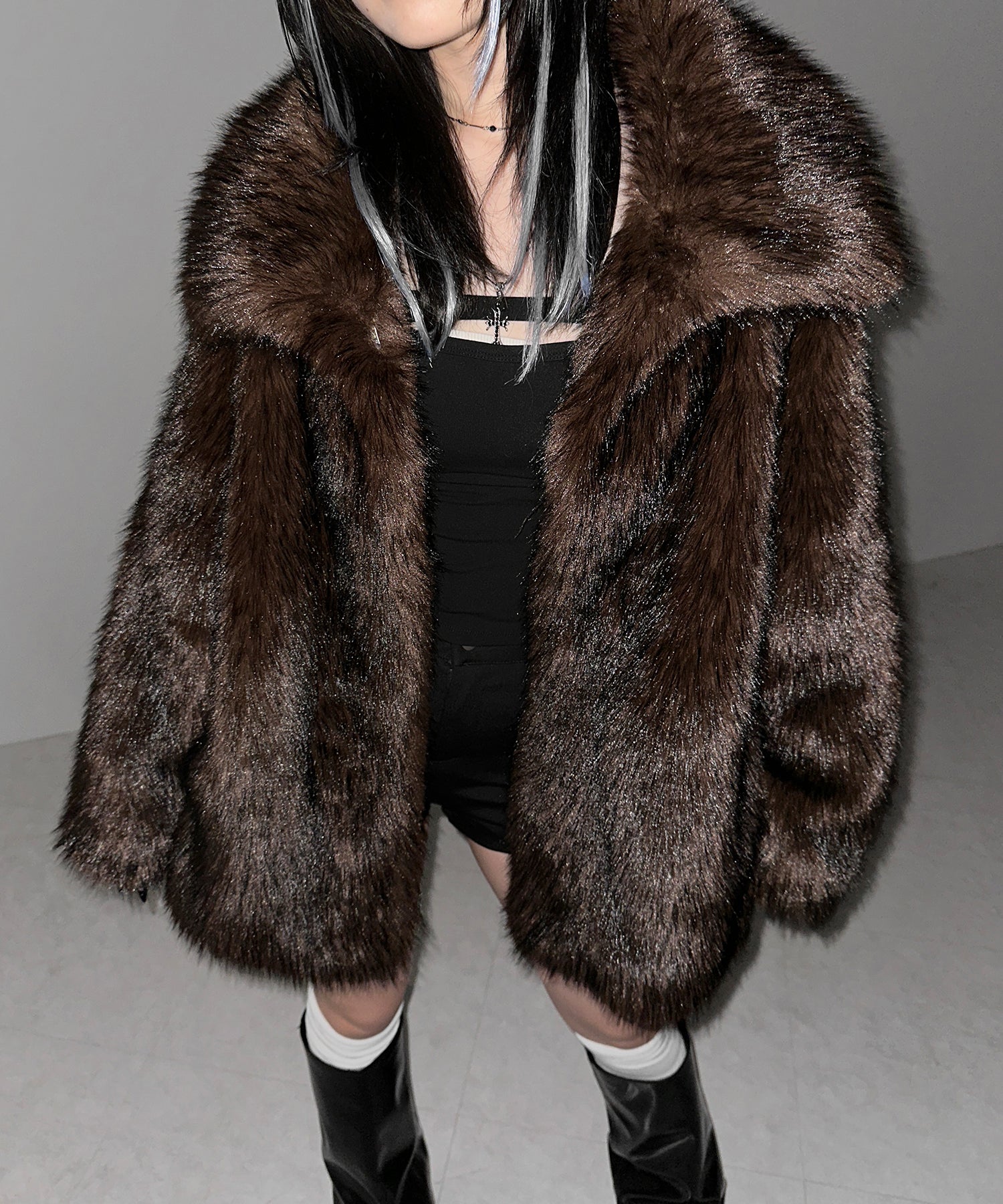 【 5color 】フェイクファーボリュームミドルコート / fake fur volume middle coat