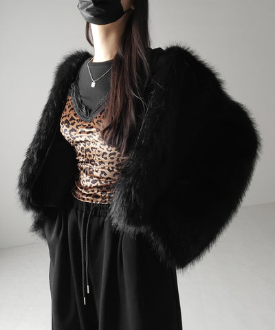 【 カップ付き 】レオパードベロアレースキャミビスチェ / reopard velor lace camisole bustier