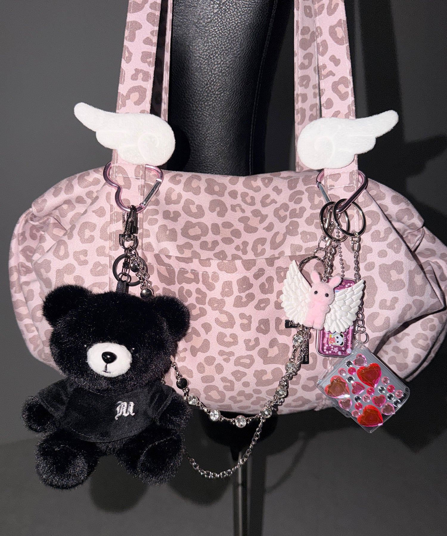 ヴィンテージライクピンクレオパードミニボストンショルダーバッグ / vintage like pink leopard mini boston shoulder bag
