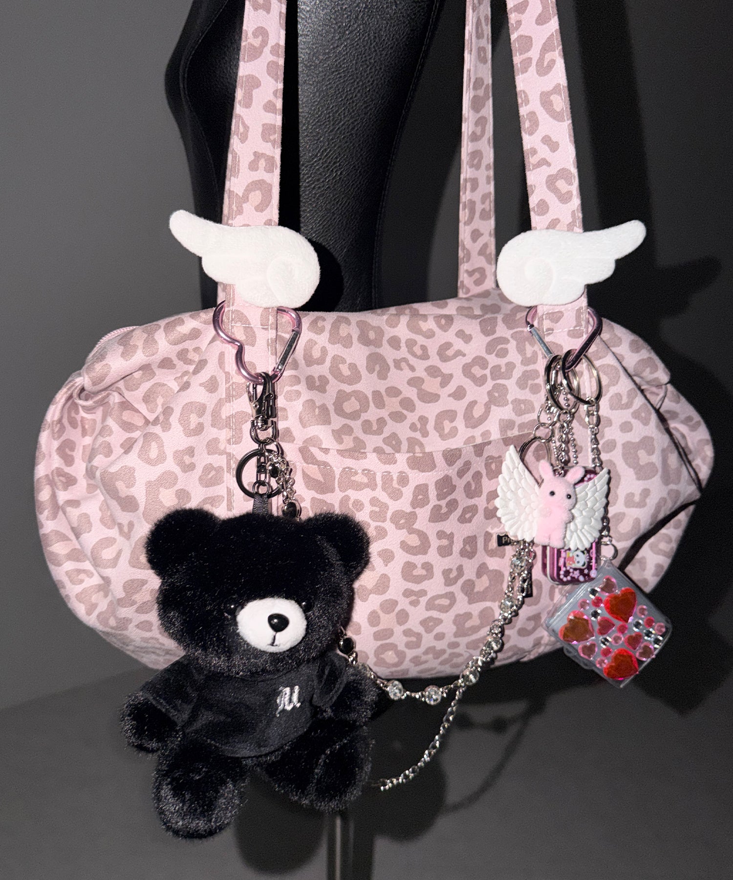 ヴィンテージライクピンクレオパードミニボストンショルダーバッグ / vintage like pink leopard mini boston shoulder bag
