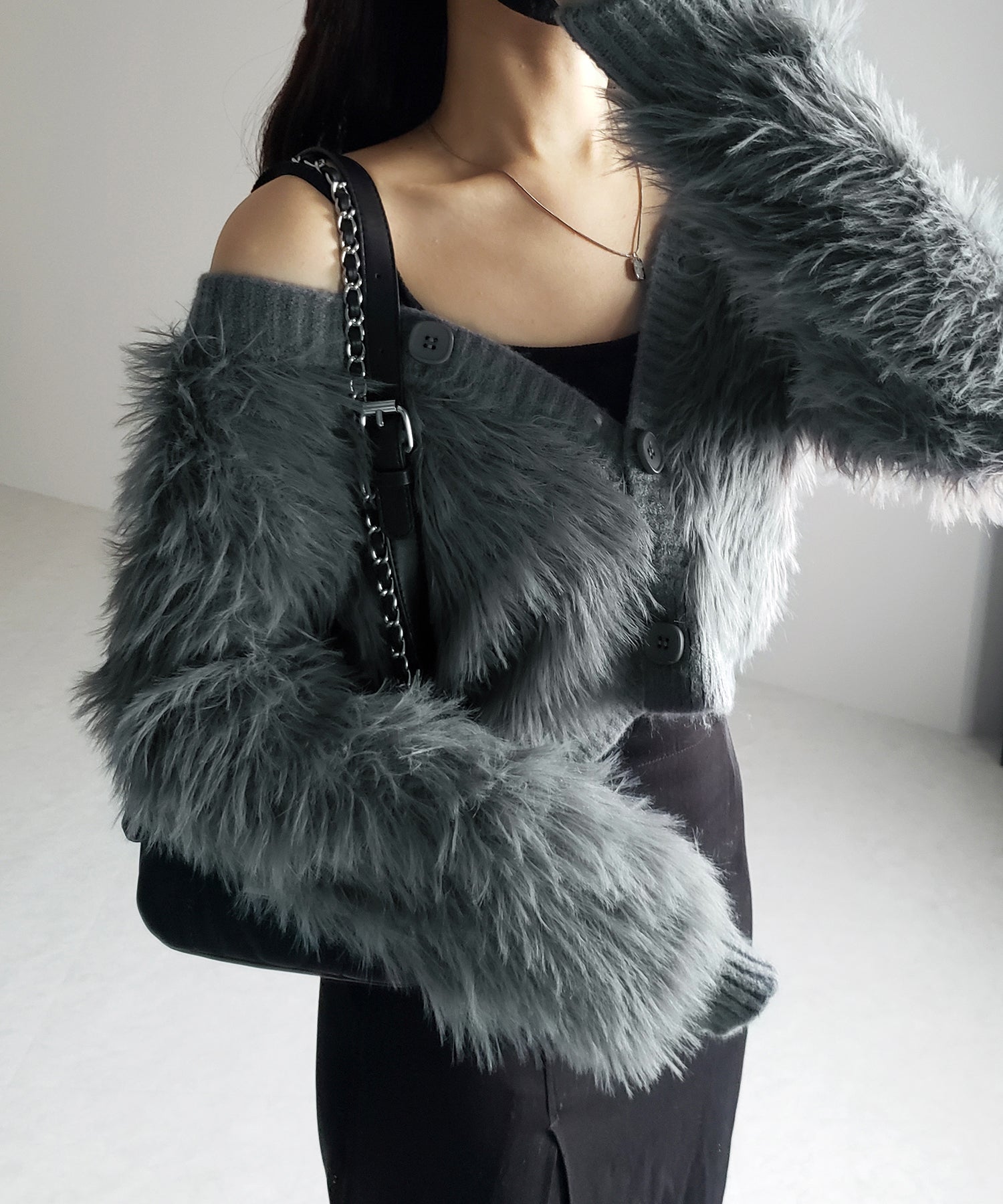 ファームードシャギーニットカーディガン