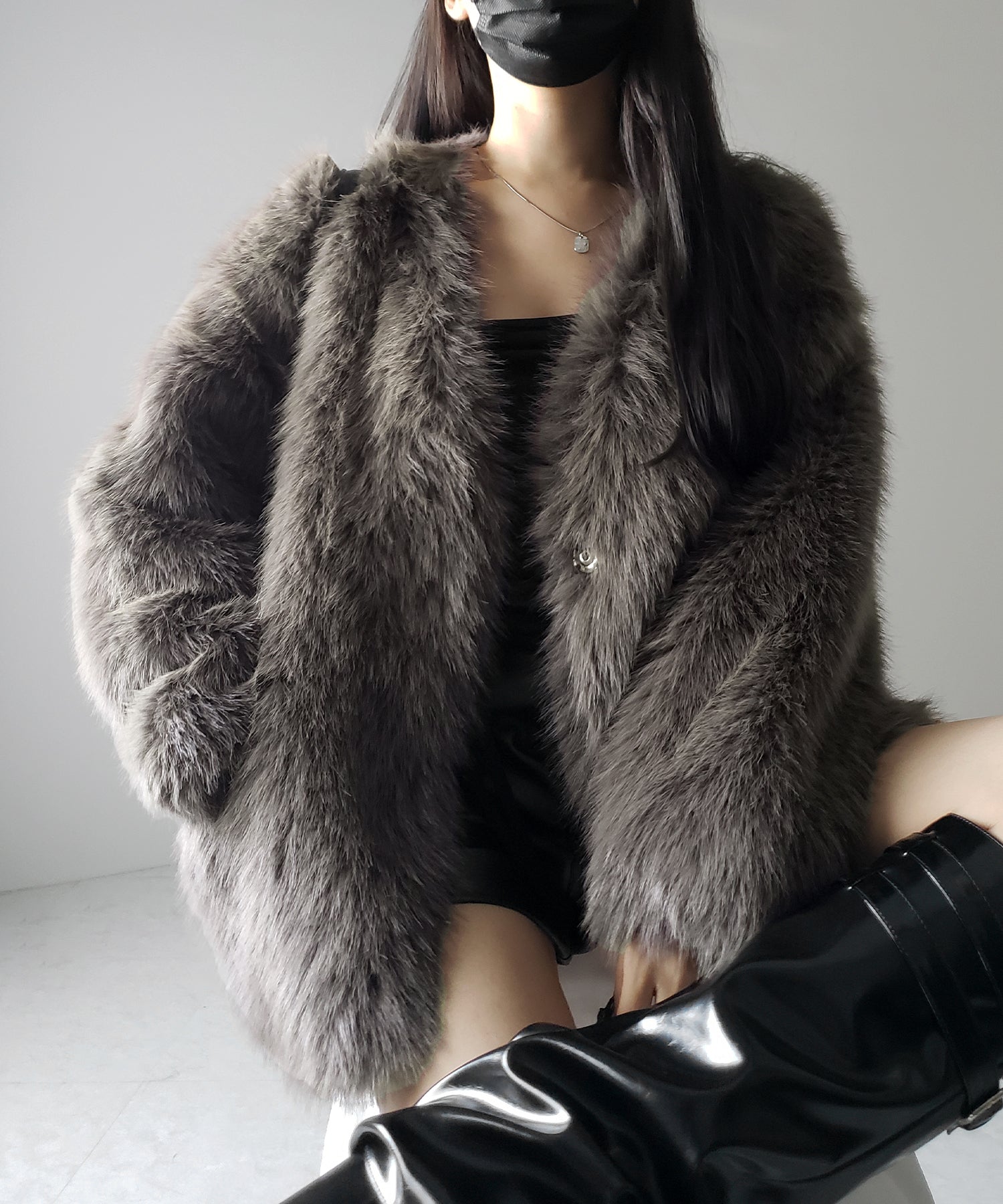 ミンクライクフェイクファーボリュームコート / mink-like fake fur volume coat