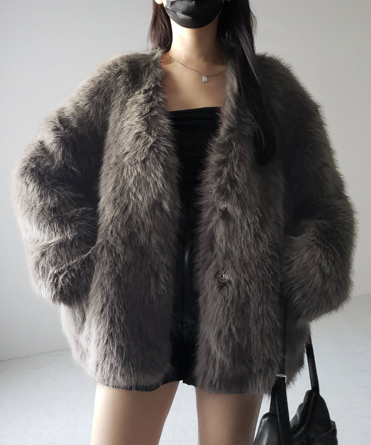 ミンクライクフェイクファーボリュームコート / mink-like fake fur volume coat