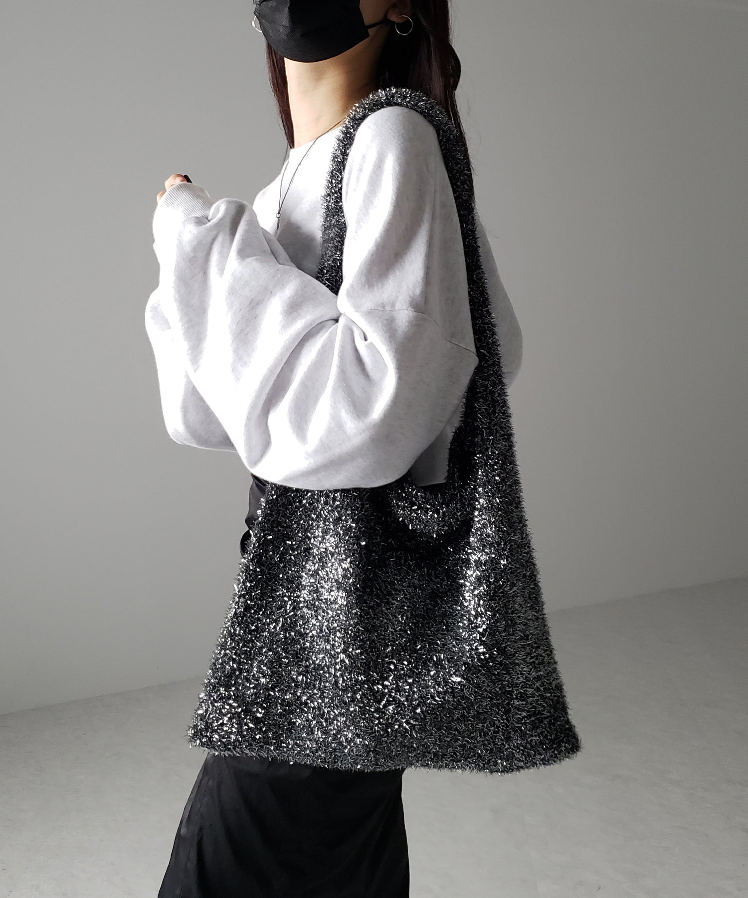 【 4color 】ラメシャギーニットトートバッグ