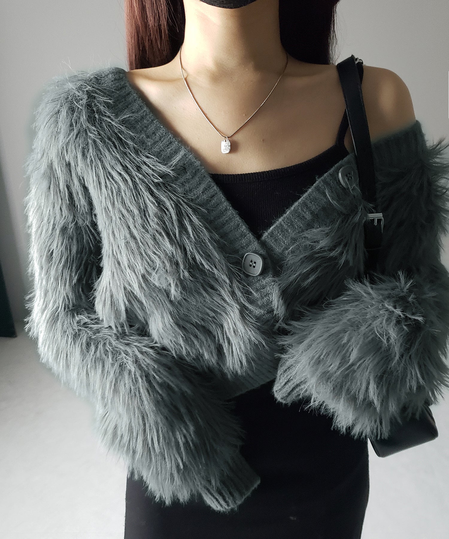 ファームードシャギーニットカーディガン