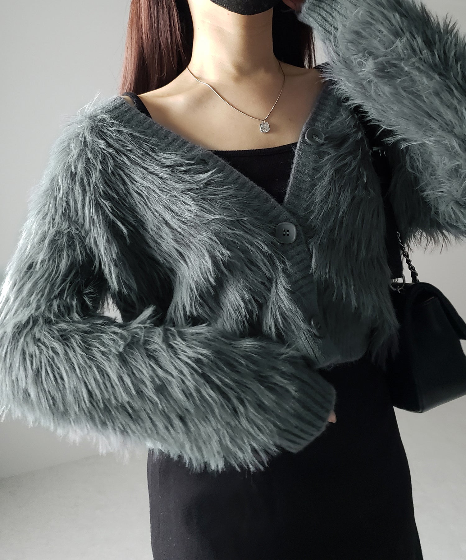 ファームードシャギーニットカーディガン