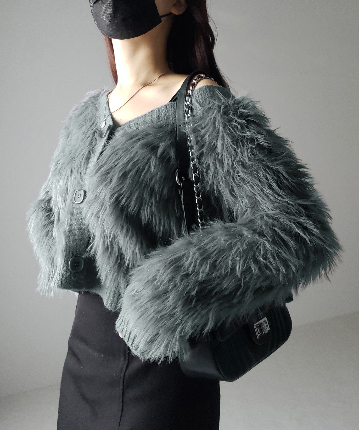 ファームードシャギーニットカーディガン