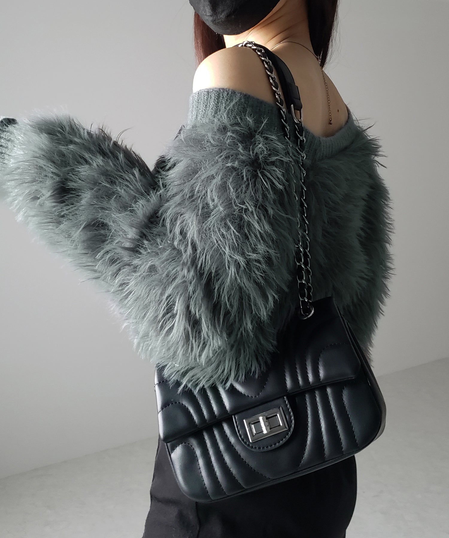 ファームードシャギーニットカーディガン