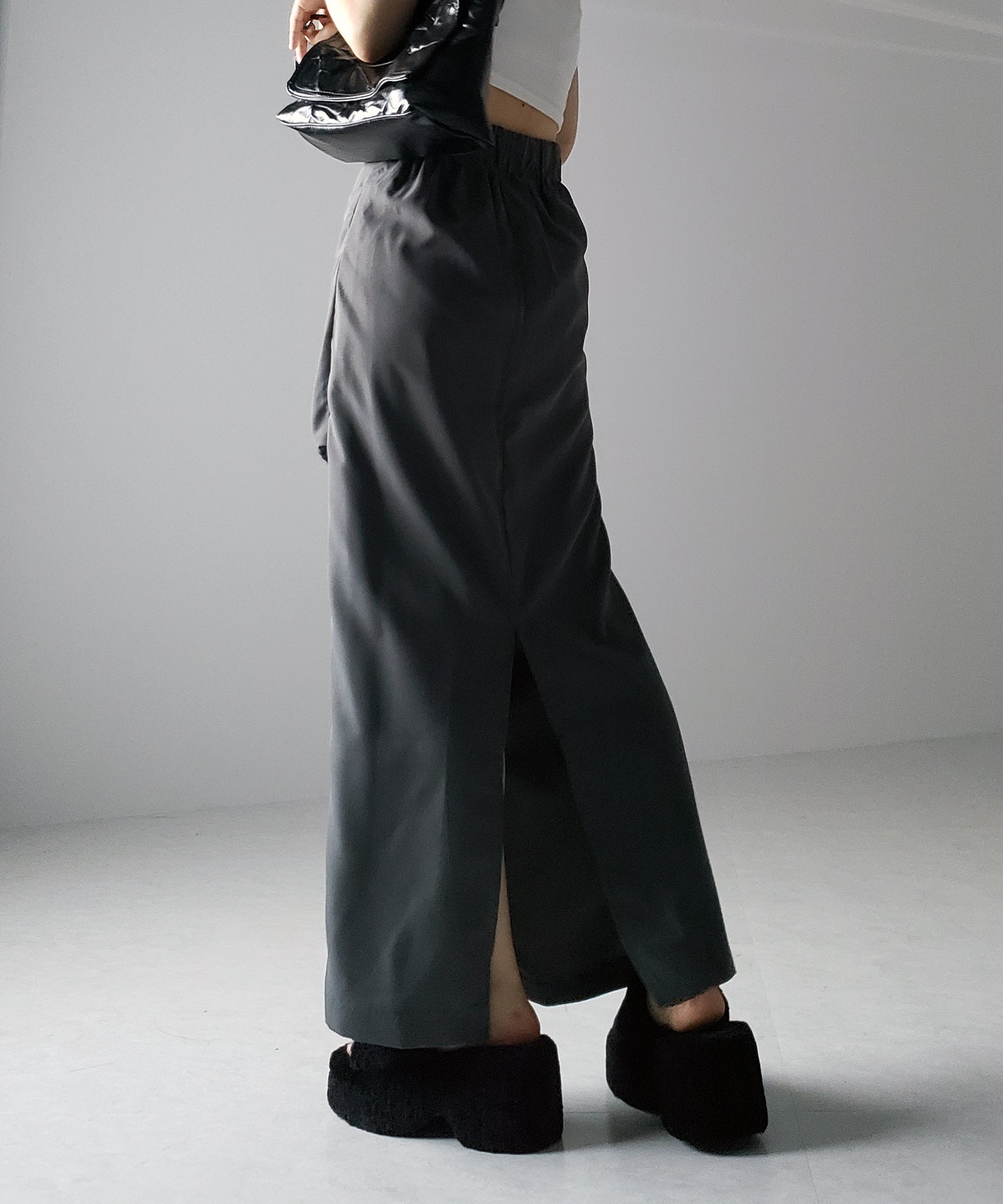 【 3size / 5color 】タックデザインハイウエストスリットロングスカート