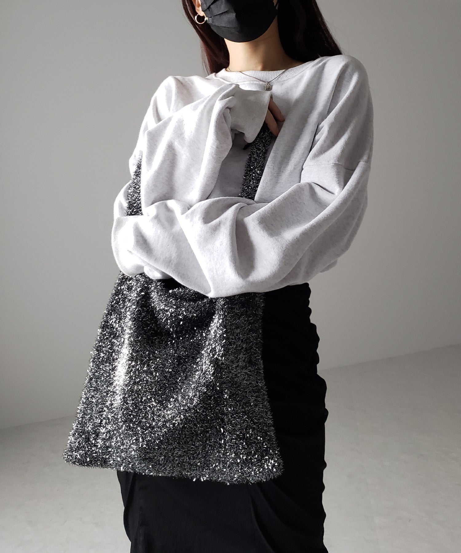 【 4color 】ラメシャギーニットトートバッグ