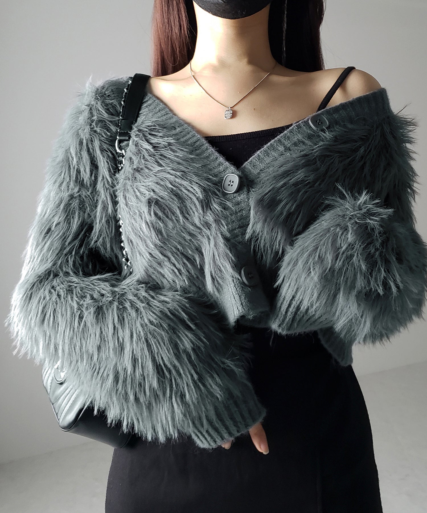 ファームードシャギーニットカーディガン