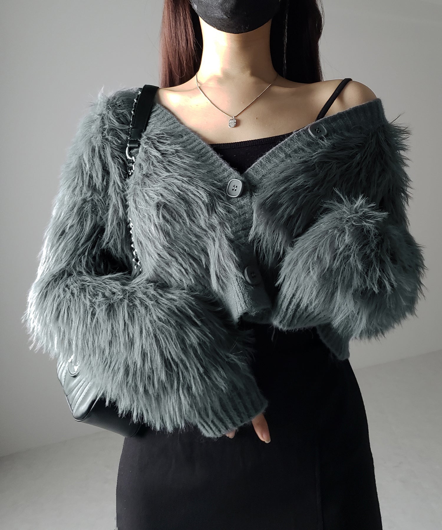 ファームードシャギーニットカーディガン