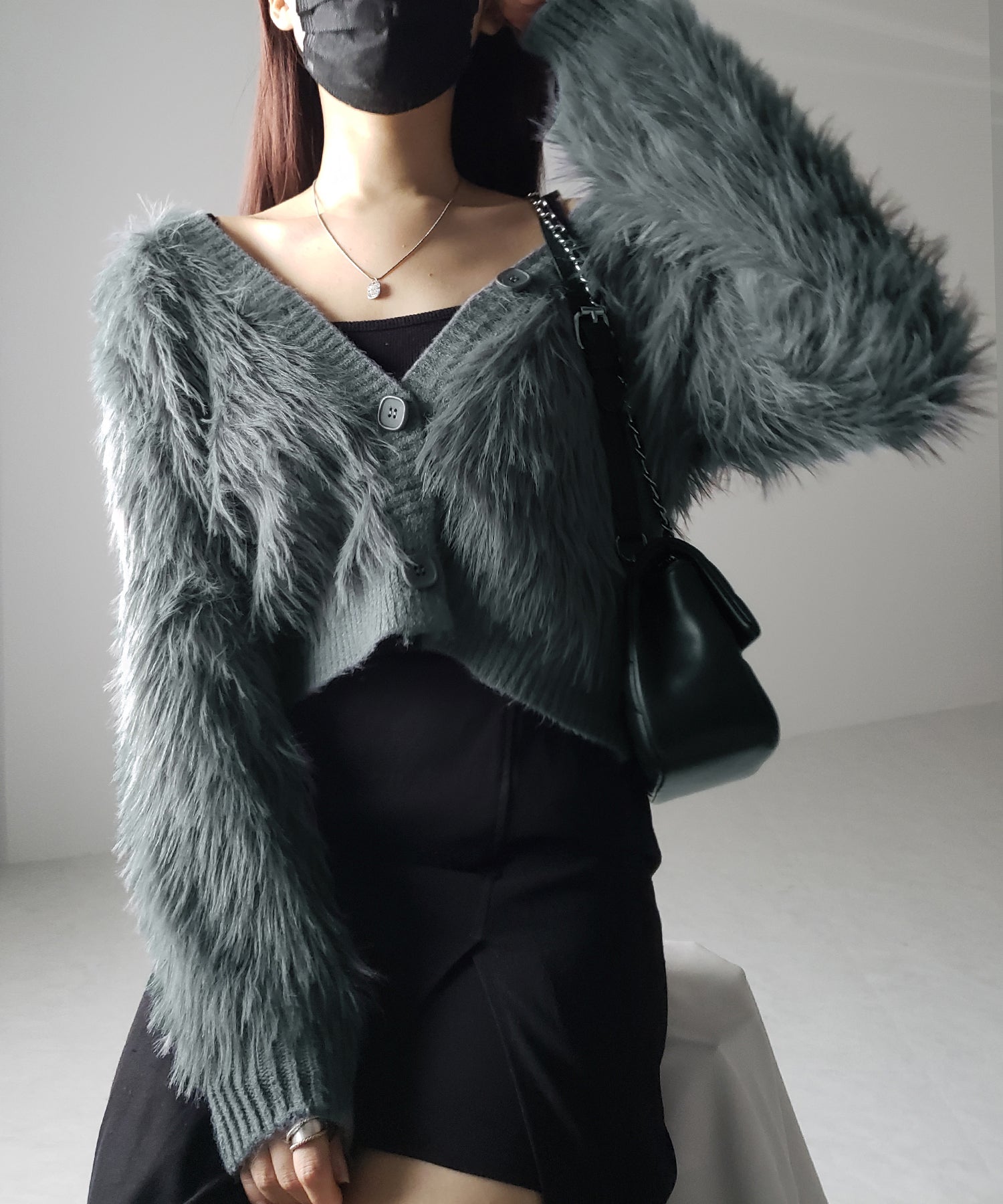 ファームードシャギーニットカーディガン